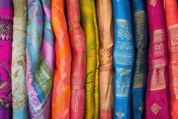 Traditional Indian store selling colorful fabric scarfs