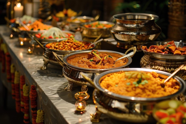 Traditional Indian Wedding Buffet with Delicious Cuisine