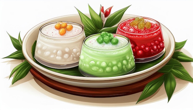 traditional Indonesian desserts made from sago such as cendol and es doger