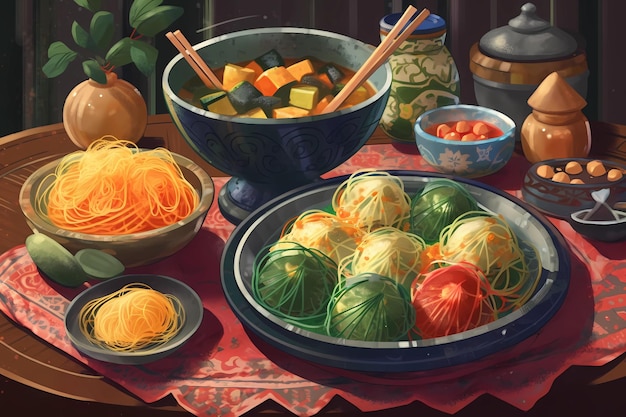 Traditional Indonesian snacks typically served during Eid al Fitr are illustrated Generative AI