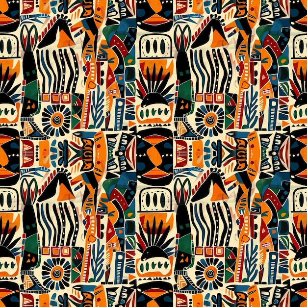 Traditional inspired african heritage diverse culture pattern Seamless repeat