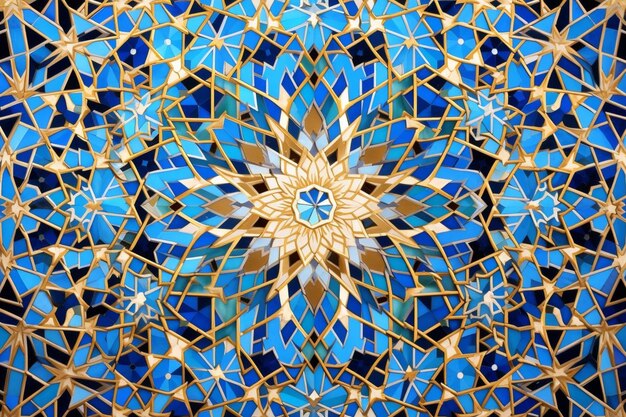 Traditional Islamic Art in Blue and Gold