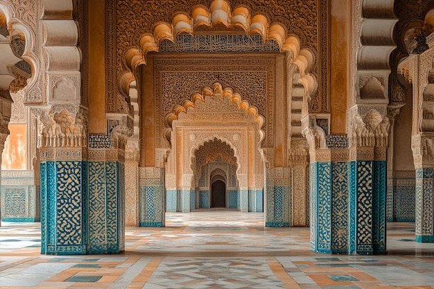 Traditional Islamic frescoes with ornate details