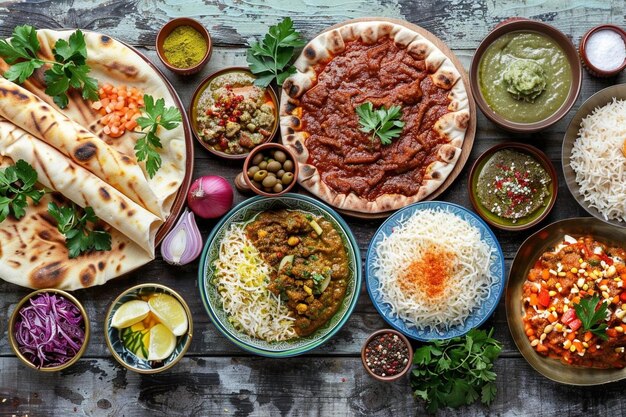 Traditional islamic patterns on food arrangements