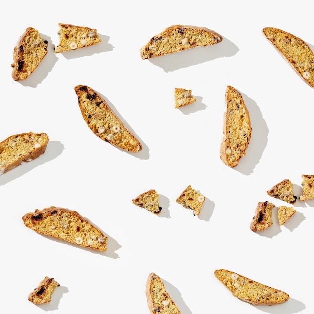 Traditional Italian almond biscotti cookies close up