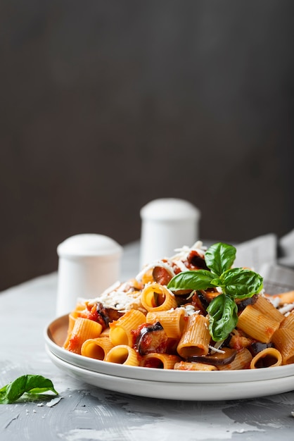 Traditional Italian dish pasta alla norma