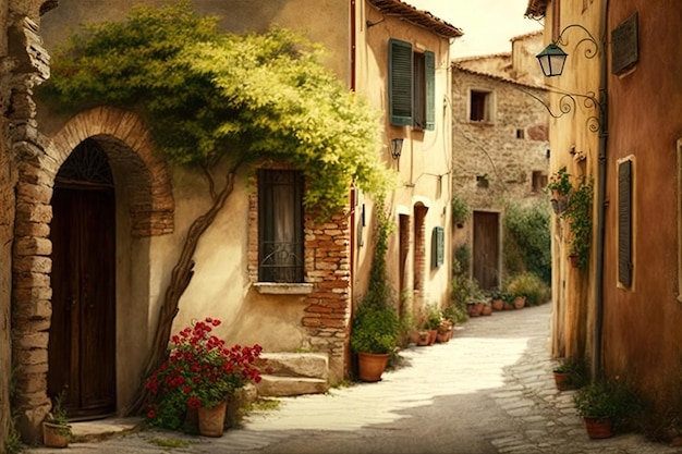 Traditional italian small village old town street