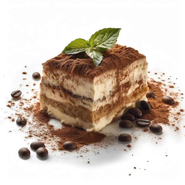 Traditional Italian tiramisu isolated white object