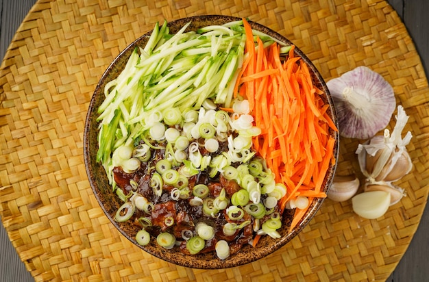 Traditional Jajangmyeon on a simple background