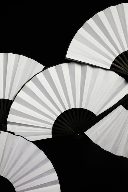 Traditional japanese or chinese black and white hand fan