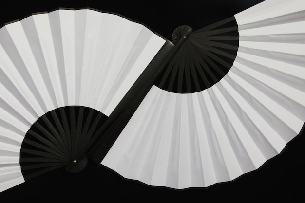 Traditional japanese or chinese black and white hand fan