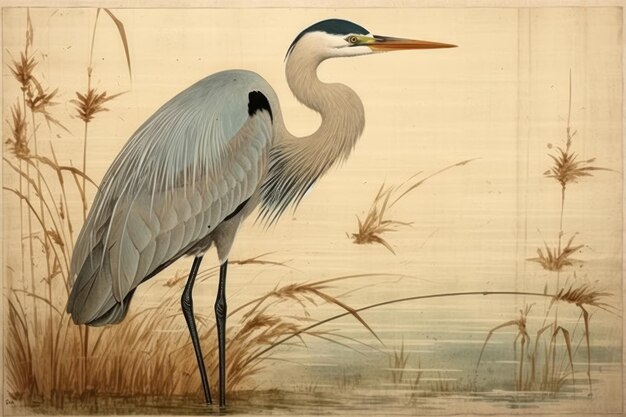 Photo traditional japanese heron animal bird waterfowl