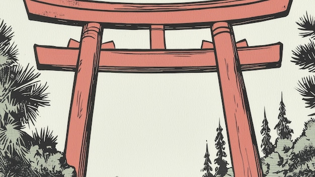 Photo traditional japanese torii gate illustration