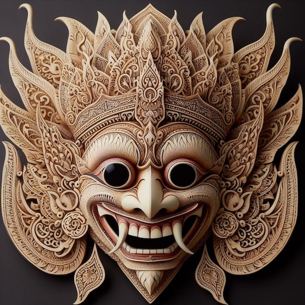 Traditional Javanese wooden mask