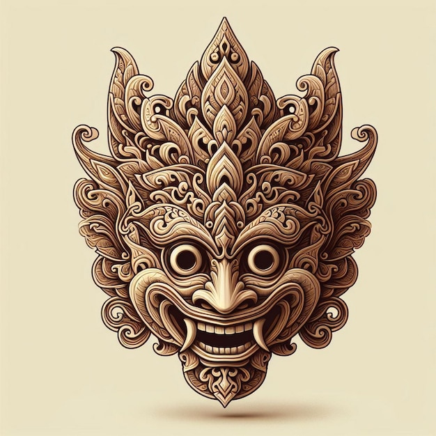 Traditional Javanese wooden mask