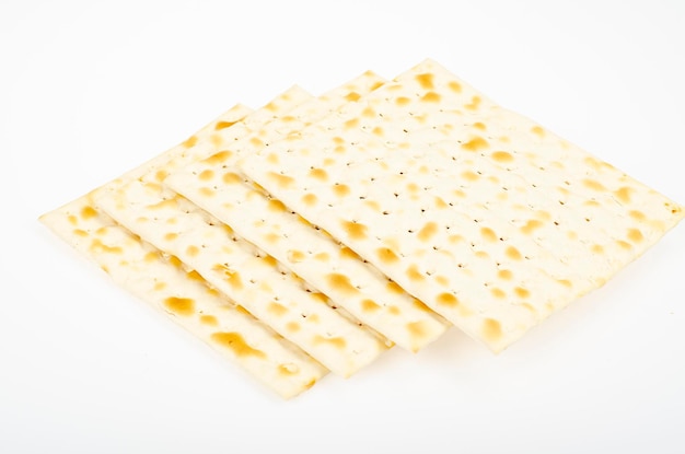 Traditional Jewish kosher matzo. Pesah celebration concept. Studio Photo