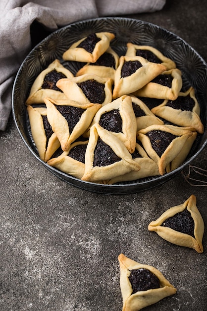 Traditional jewish purim cookies hamantaschen