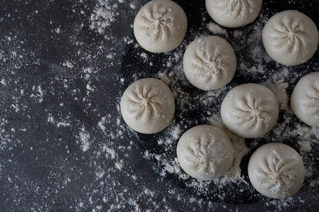 Traditional Khinkali with meat. Handmade.