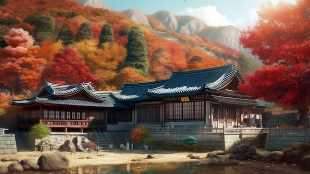 Traditional Korean style houseSuitable for national holiday Old traditional Asian building