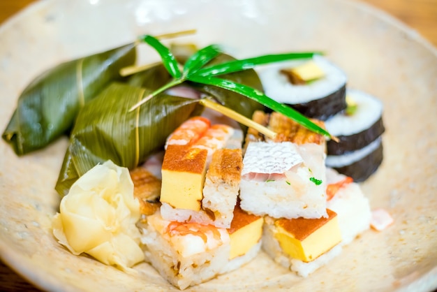 Traditional Kyoto style sushi in a japanese restaurant