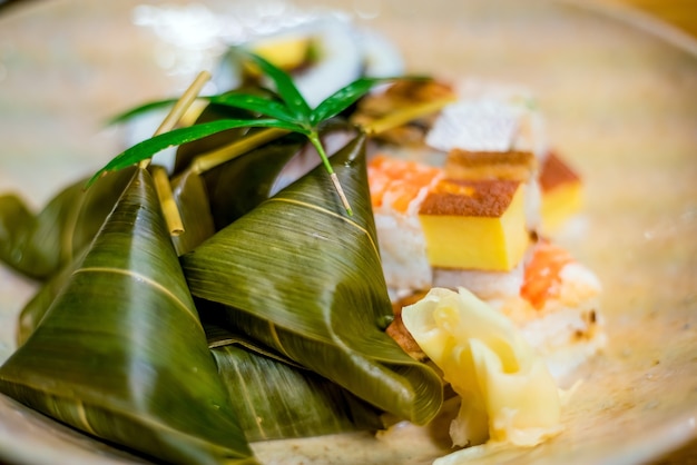 Traditional Kyoto style sushi in a japanese restaurant