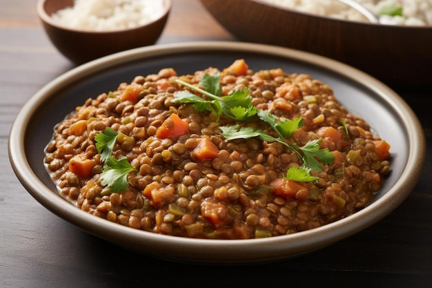 Photo traditional lentil and rice dish