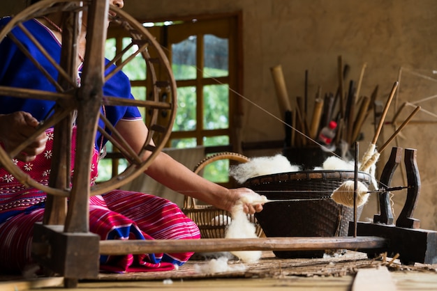 Traditional loom for wool clothes. Soft Focus