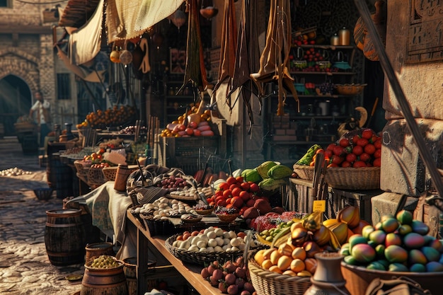 Photo traditional market scene in the city