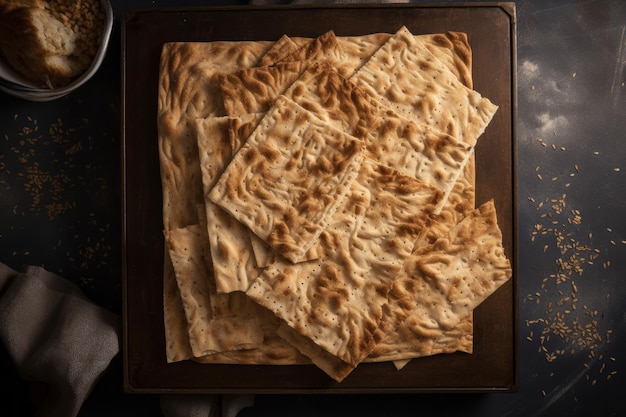 Traditional matzah bread a food eaten during passover Generative ai