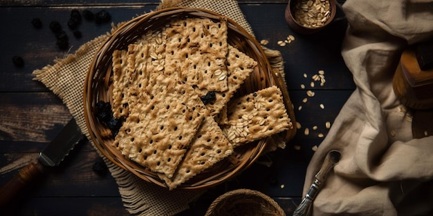 Traditional matzah bread a food eaten during passover