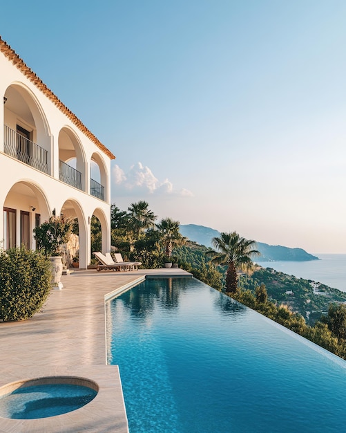 Traditional Mediterranean White House with Pool and Stunning Sea View