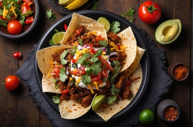 Traditional Mexican Feast with Tacos and Sides