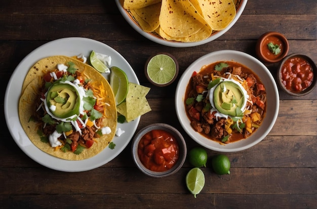 Traditional Mexican Feast with Tacos and Sides