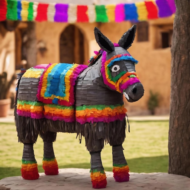 Traditional mexican pinata in shape of donkey