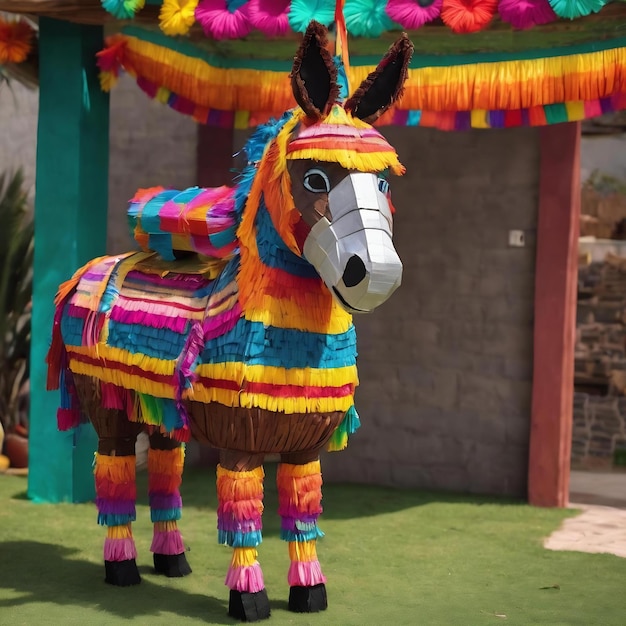 Traditional mexican pinata in shape of donkey