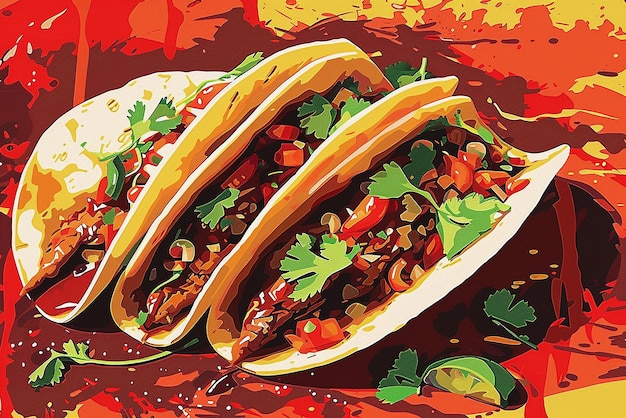 Photo traditional mexican street food vector illustrations of tacos