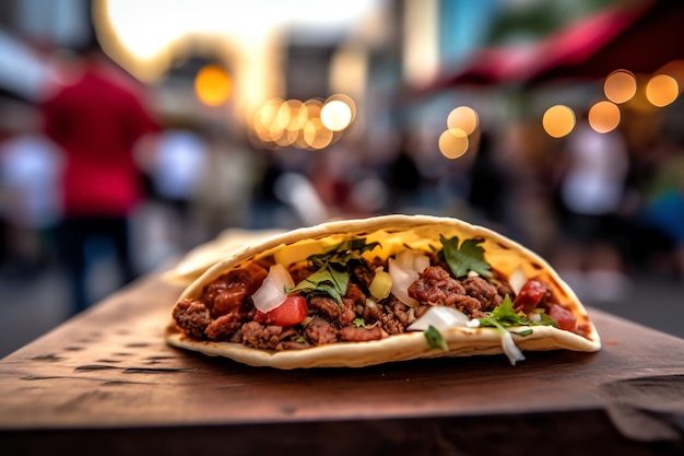 A traditional Mexican taco with a variety of fillings