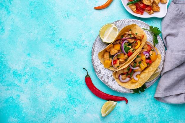 Traditional mexican tacos with meat