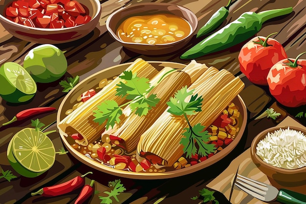 Traditional Mexican tamales for festivities in vector format