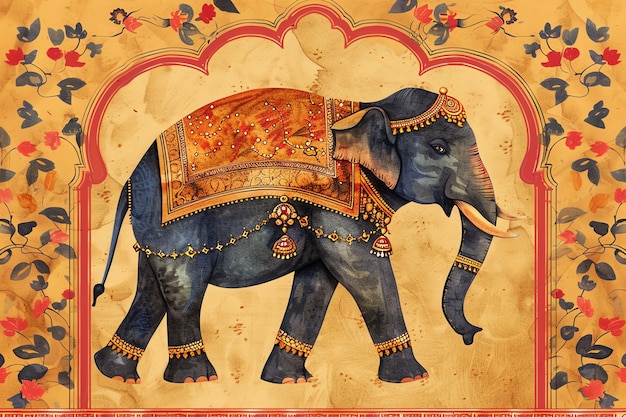 Traditional Mughal Elephant indian illustration background