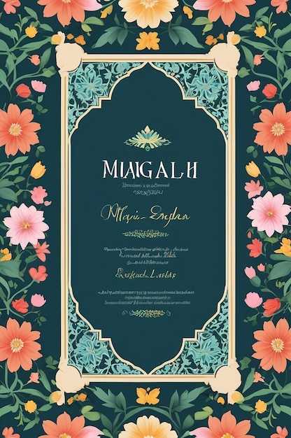 Traditional Mughal wedding invitation frame