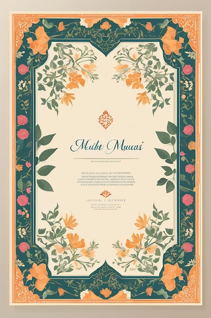 Traditional Mughal wedding invitation frame