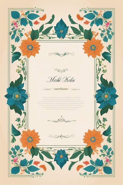 Traditional Mughal wedding invitation frame