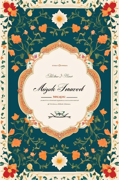 Traditional Mughal wedding invitation frame