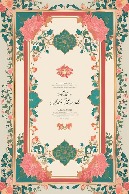 Traditional Mughal wedding invitation frame