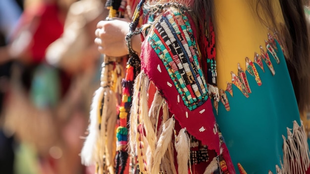 Photo traditional native american beaded garments at cultural celebration in summer