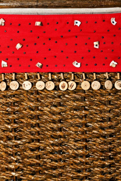 Traditional Natural Wooden Straw Basket Details Photo