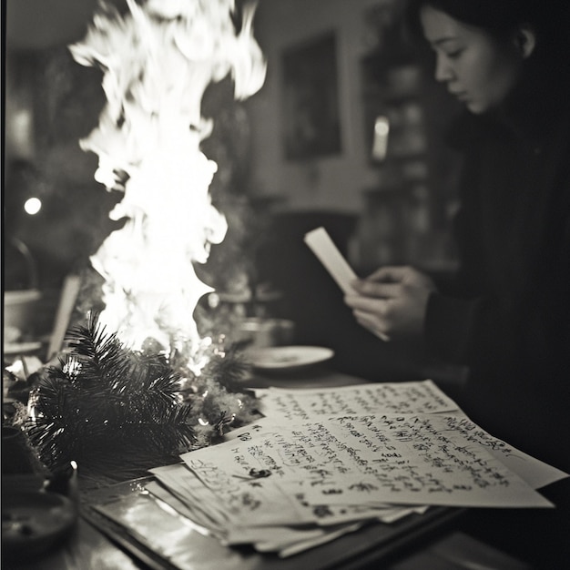 A traditional New Years Eve ritual involving writing wishes or burning old papers to release the p