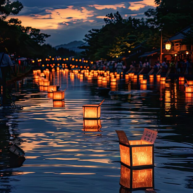 Traditional Obon Lanterns AI Generative