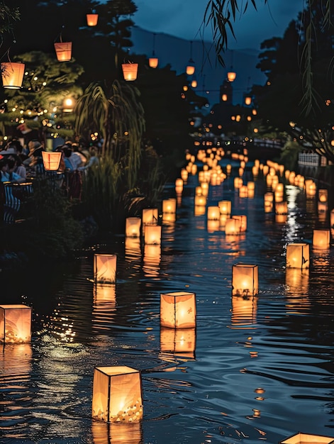 Traditional Obon Lanterns AI Generative